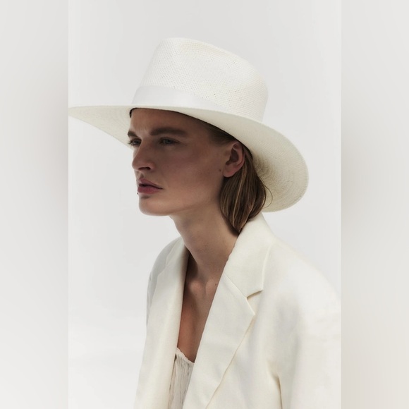 Janessa Leone Cream Wide-Brim Hat